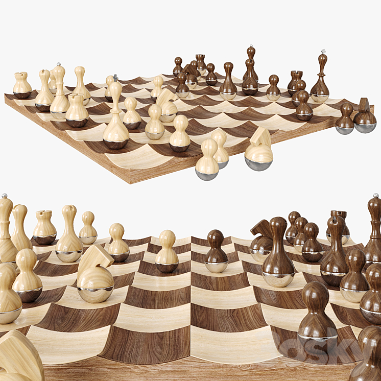 WOBBLE CHESS SET 3DS Max - thumbnail 1