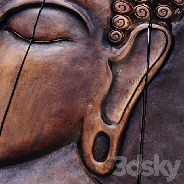 Wood Buddha Face Wall Decor 3DSMax File - thumbnail 3