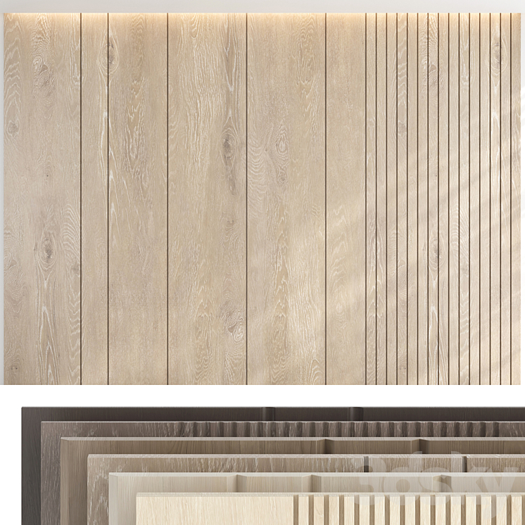 Wood panel set v01 3DS Max Model - thumbnail 1