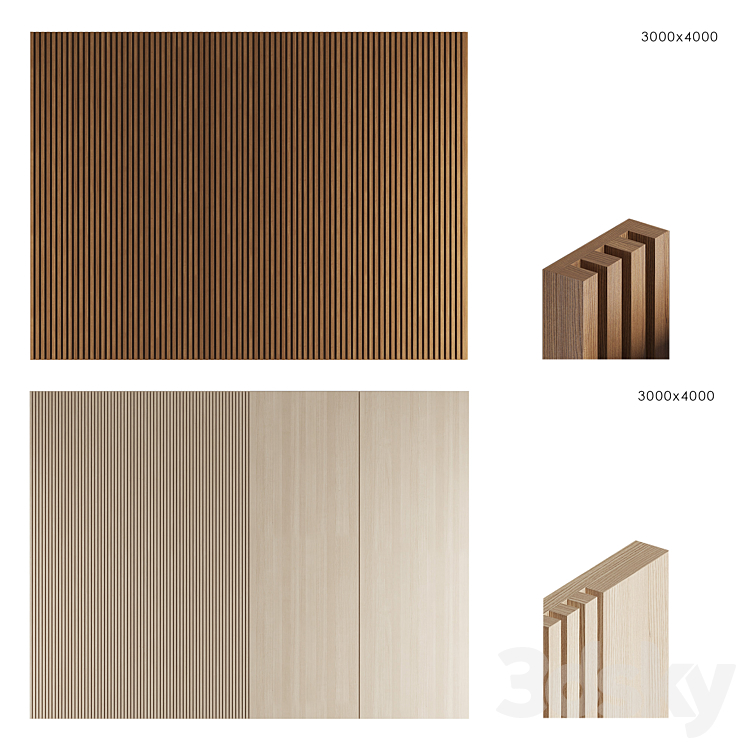 Wood panels set 1 3DS Max - thumbnail 1