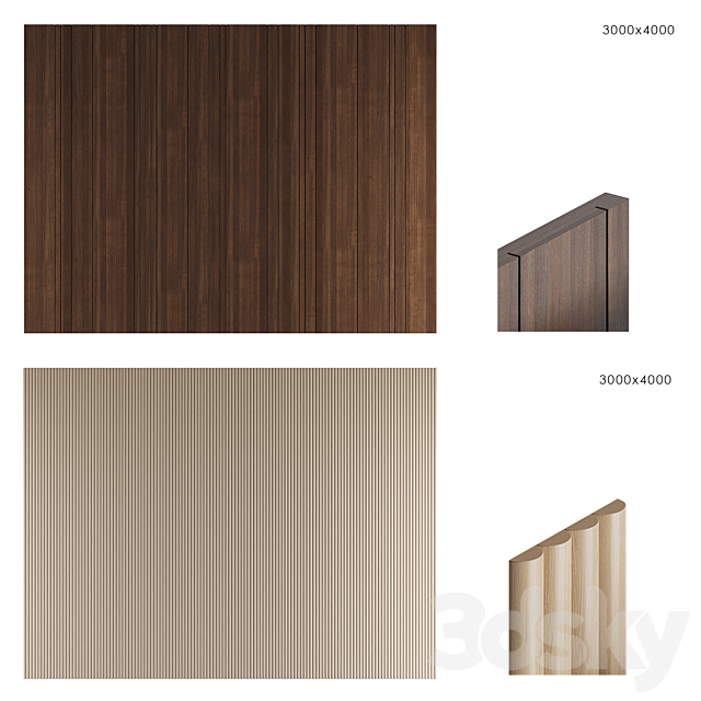 Wood panels set 1 3DS Max Model - thumbnail 3