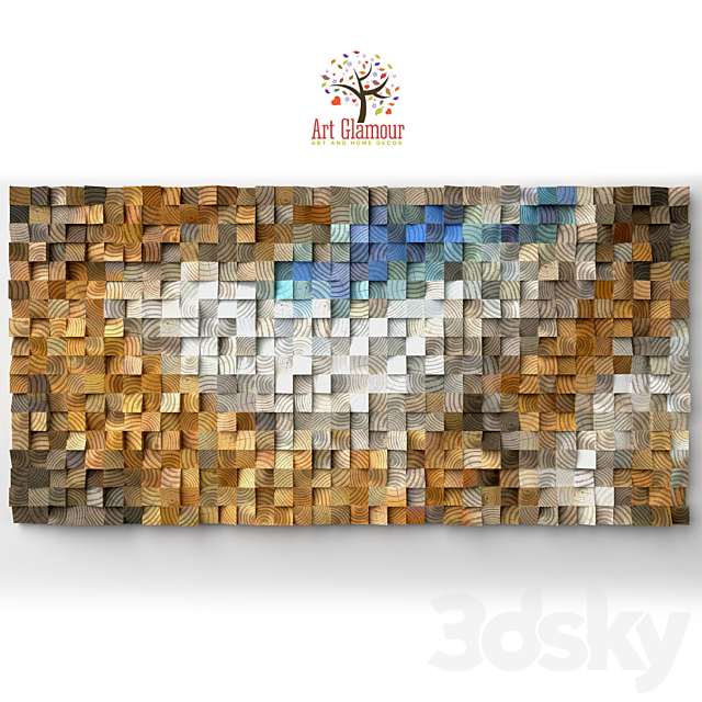 Wood wall art “Fighting River” 3ds Max - thumbnail 1