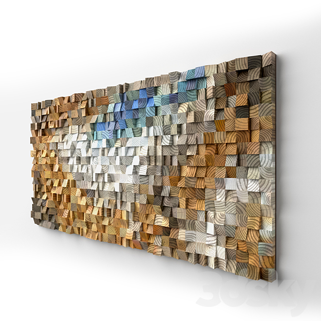 Wood wall art “Fighting River” 3ds Max - thumbnail 2