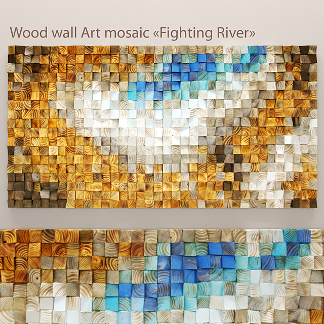 Wood wall Art mosaic. “Fighting River 3DSMax File - thumbnail 1