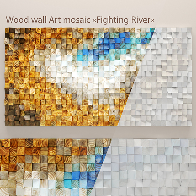 Wood wall Art mosaic. “Fighting River 3DSMax File - thumbnail 2