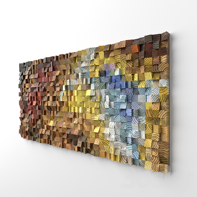 Wood wall art “The Northern Lights” 3ds Max - thumbnail 2