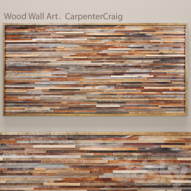 wood wall art. wall decor. plank panels. wooden decor. boards. wooden wall. panel. slats. picture. frame 3DSMax File - thumbnail 1