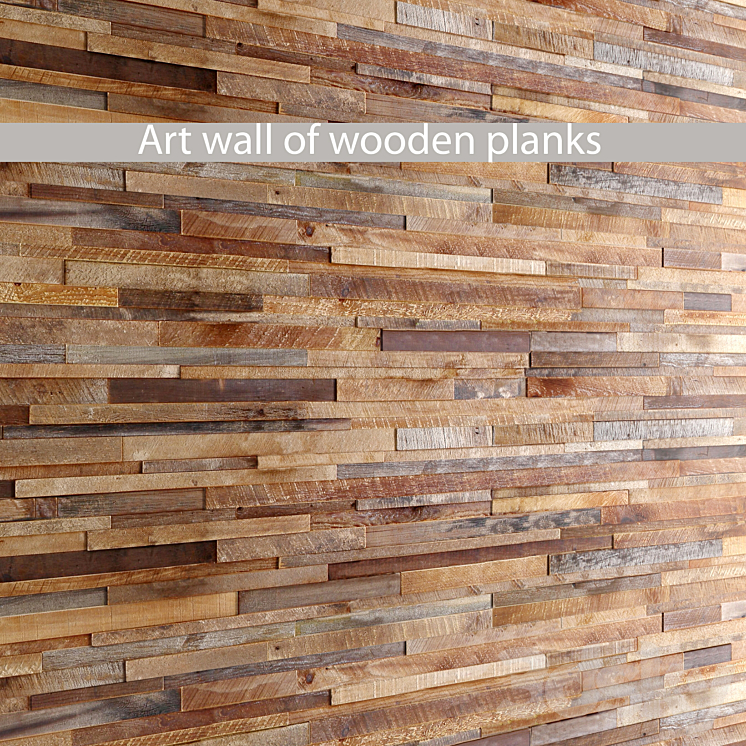 wood wall art wall decor wood panel slats boards wood mosaic 3DS Max - thumbnail 1