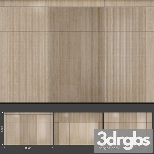 Wood wall panel 1 3dsmax Download - thumbnail 1