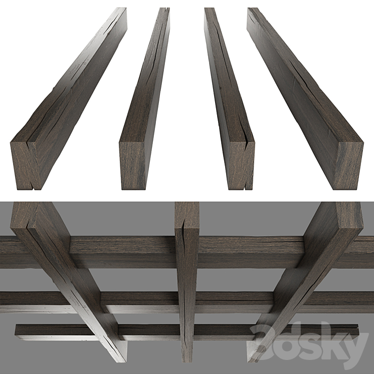 Wooden beams 4 3DS Max Model - thumbnail 1