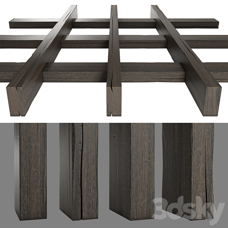 Wooden beams 4 3DS Max Model - thumbnail 2