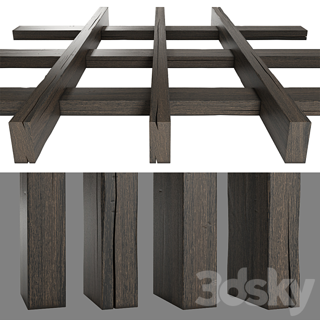 Wooden beams 4 3DS Max Model - thumbnail 2