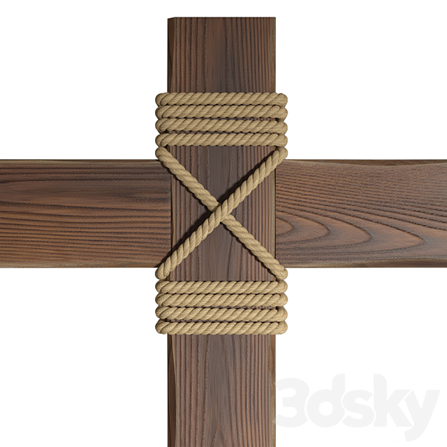 Wooden beams with rope 3DSMax File - thumbnail 3