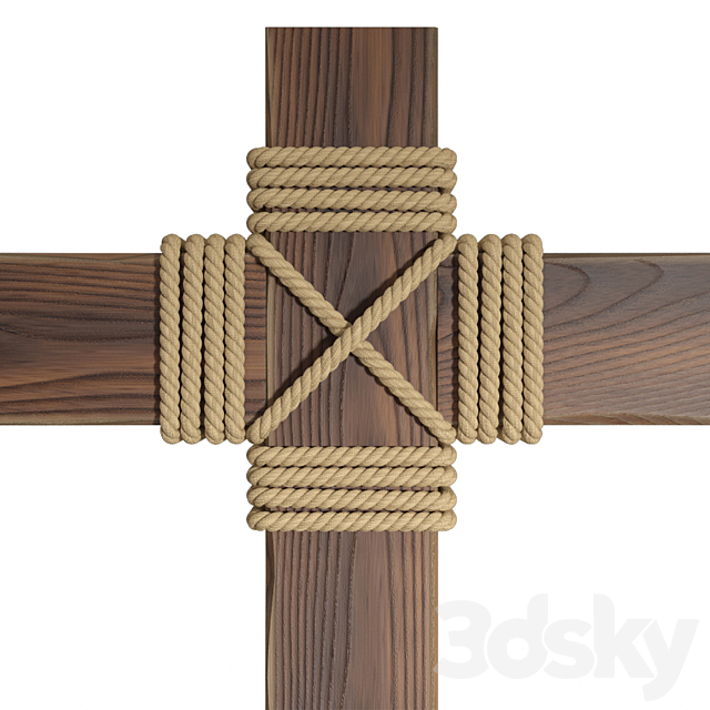 Wooden beams with rope 3DSMax File - thumbnail 5