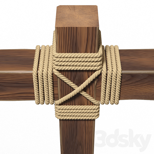 Wooden beams with rope 3DSMax File - thumbnail 6