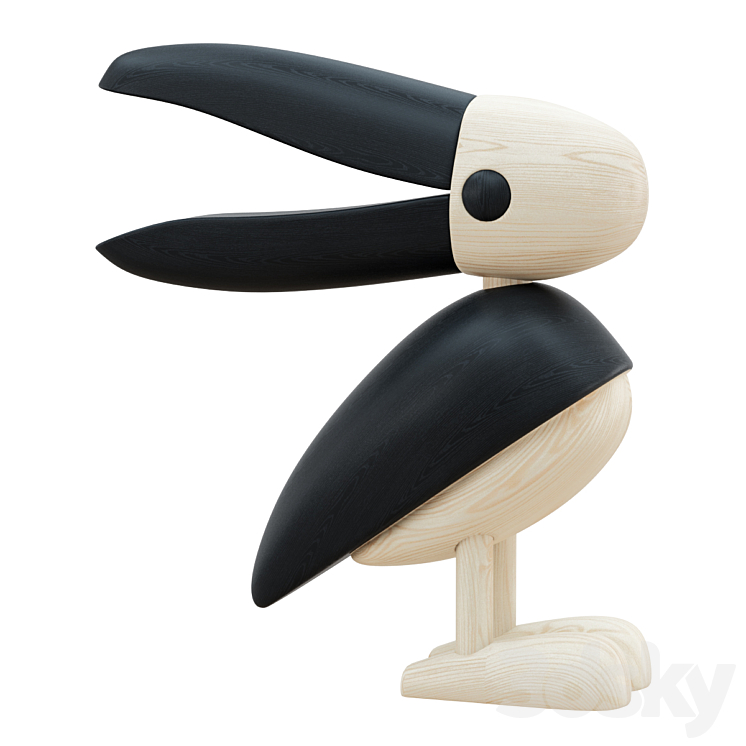 Wooden Bird Figurine 3DS Max Model - thumbnail 1