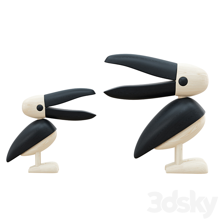 Wooden Bird Figurine 3DS Max Model - thumbnail 2