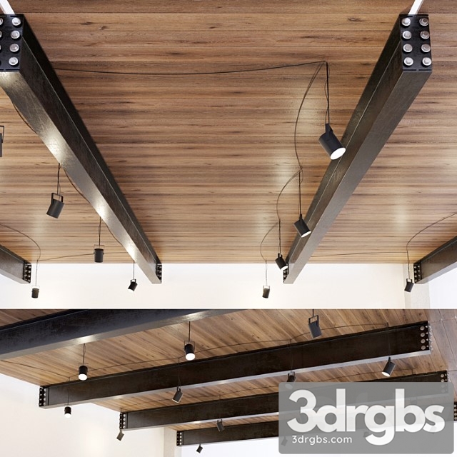 Wooden ceiling on metal beams. 22 3dsmax Download - thumbnail 1