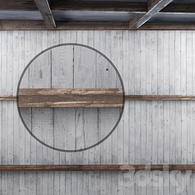 Wooden ceiling with beams 3ds Max - thumbnail 1