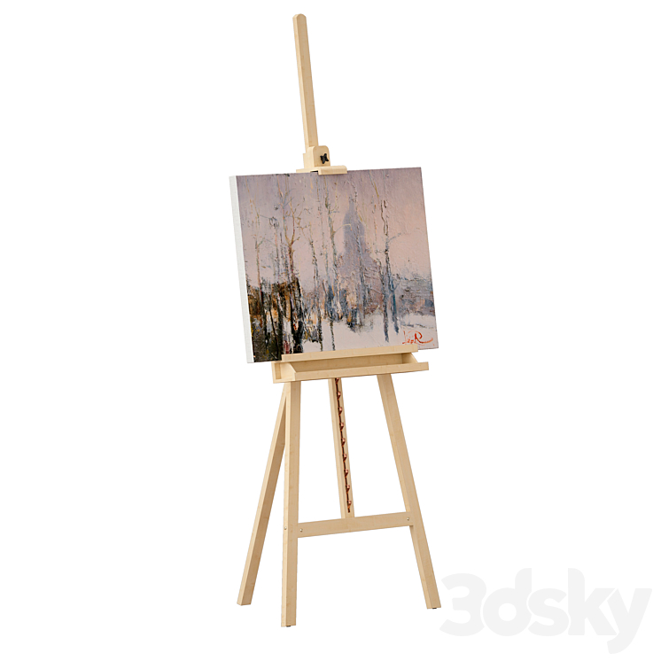 Wooden easel and painting 3DS Max - thumbnail 2