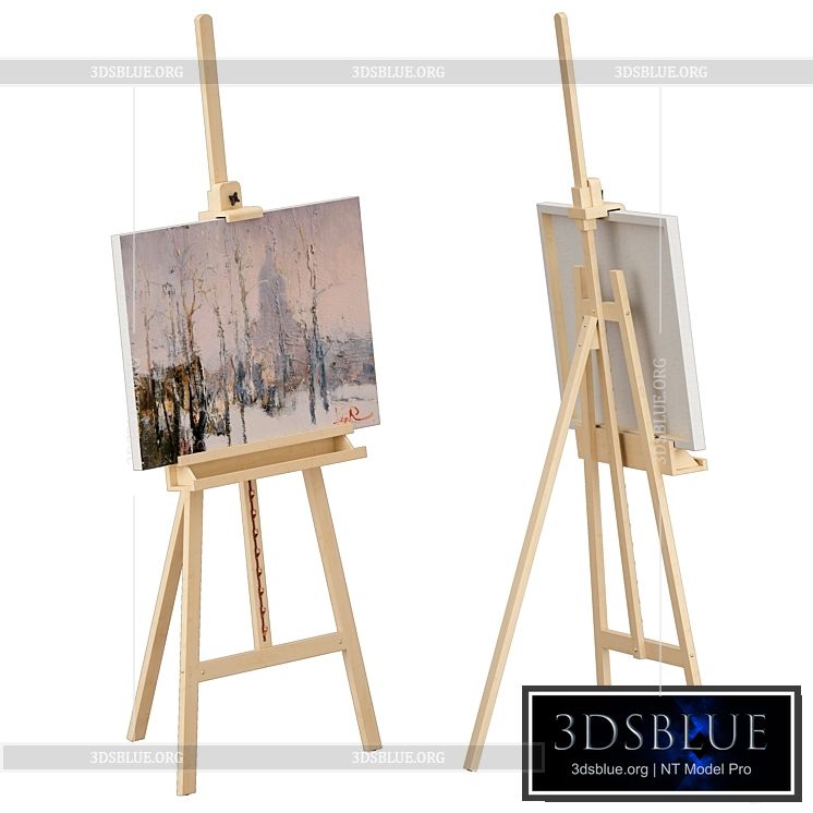 Wooden easel and painting 3DS Max - thumbnail 3