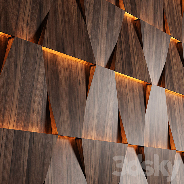 Wooden led panels 3DS Max Model - thumbnail 2