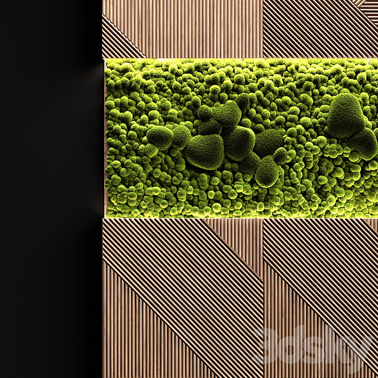 Wooden panels and stabilized moss 3DS Max - thumbnail 2