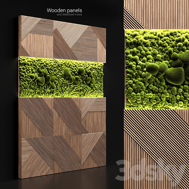 Wooden panels and stabilized moss 3DSMax File - thumbnail 1