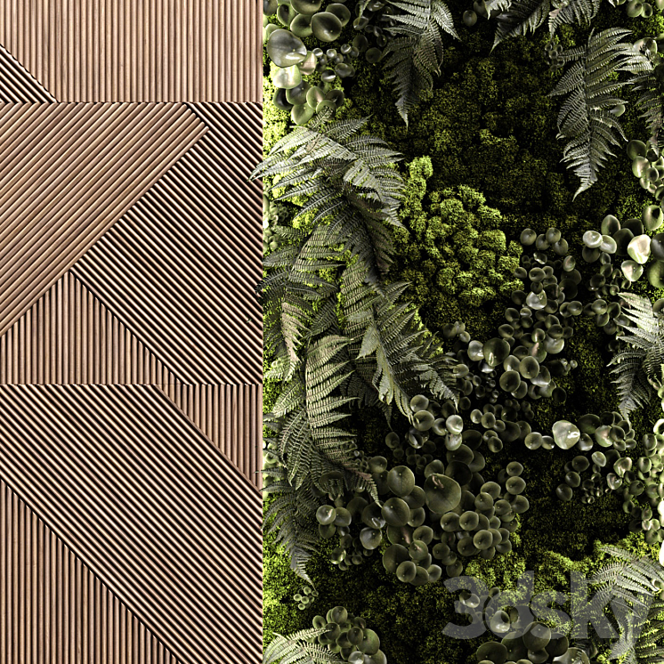 Wooden panels and vertical garden 2 3DS Max - thumbnail 2