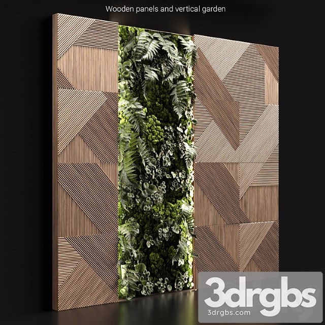 Wooden Panels and Vertical Garden 2 3dsmax Download - thumbnail 1