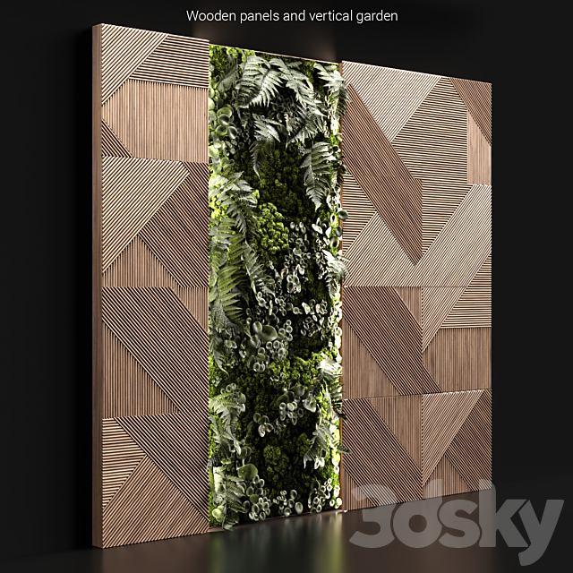 Wooden panels and vertical garden 2 3DSMax File - thumbnail 1