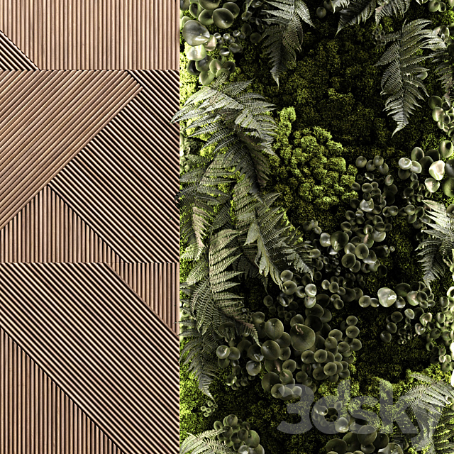 Wooden panels and vertical garden 2 3DSMax File - thumbnail 2