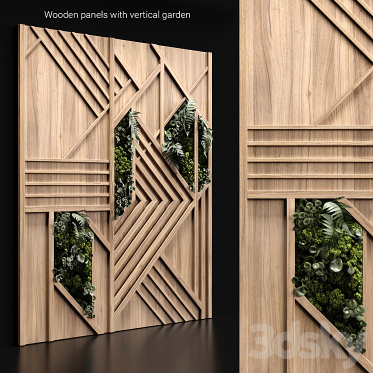 Wooden panels and vertical garden 3 3DS Max - thumbnail 1