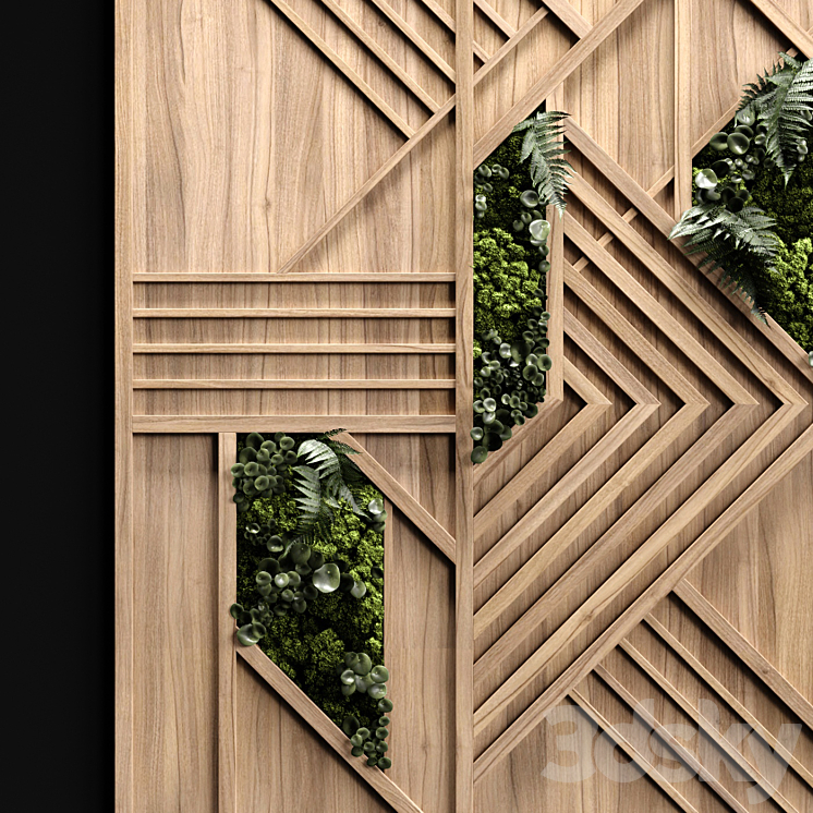 Wooden panels and vertical garden 3 3DS Max - thumbnail 2