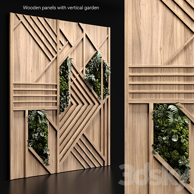 Wooden panels and vertical garden 3 3DSMax File - thumbnail 1