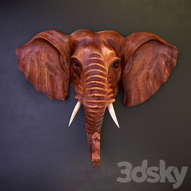 Wooden panels “Indian elephant” (Indian elephant) 3ds Max - thumbnail 1