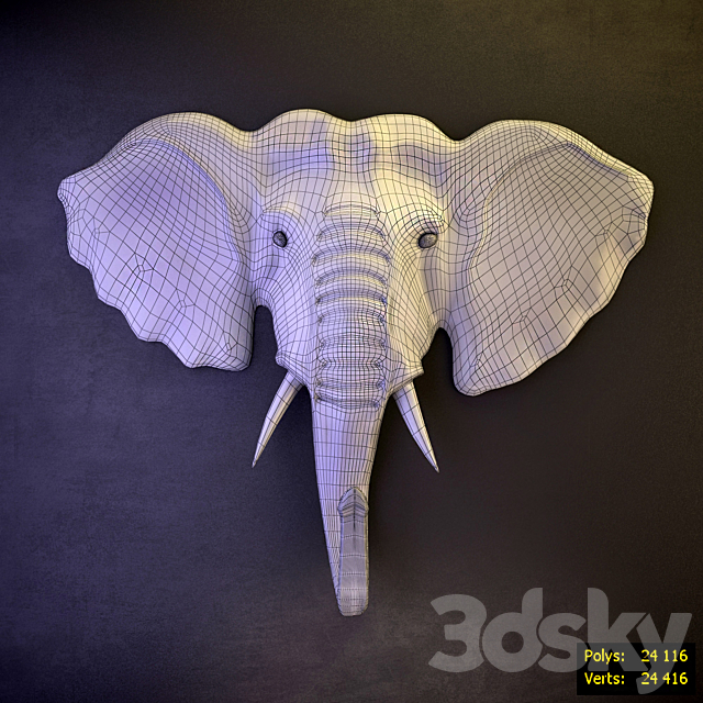 Wooden panels “Indian elephant” (Indian elephant) 3ds Max - thumbnail 2