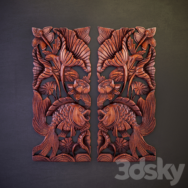 Wooden panels “Pisces” 3ds Max - thumbnail 1