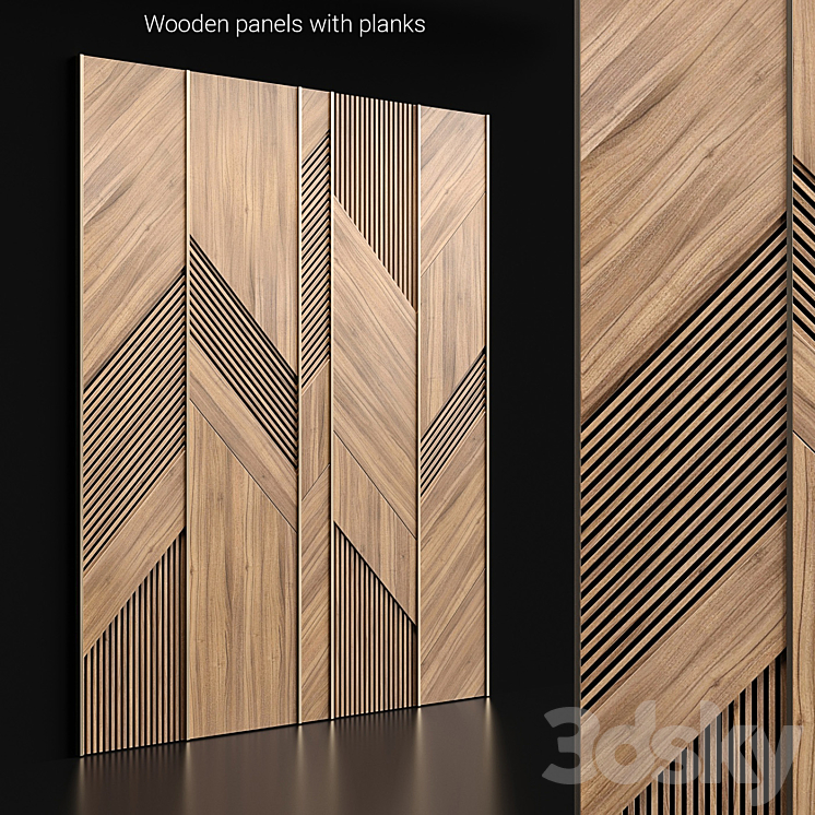 Wooden panels with planks 3DS Max - thumbnail 1