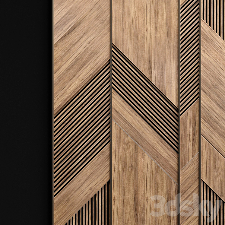 Wooden panels with planks 3DS Max - thumbnail 2