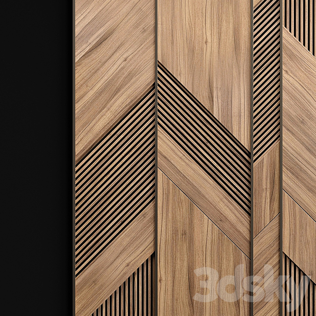 Wooden panels with planks 3DS Max Model - thumbnail 2