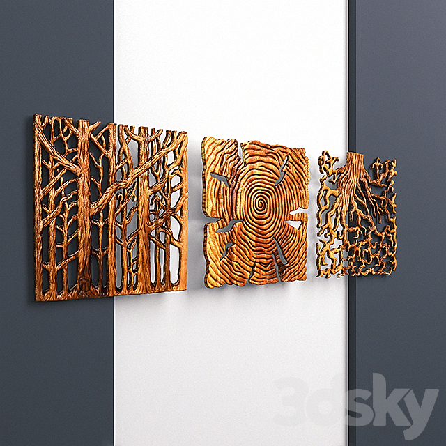 «Wooden Triptych Wall Panel» 3DS Max Model - thumbnail 2