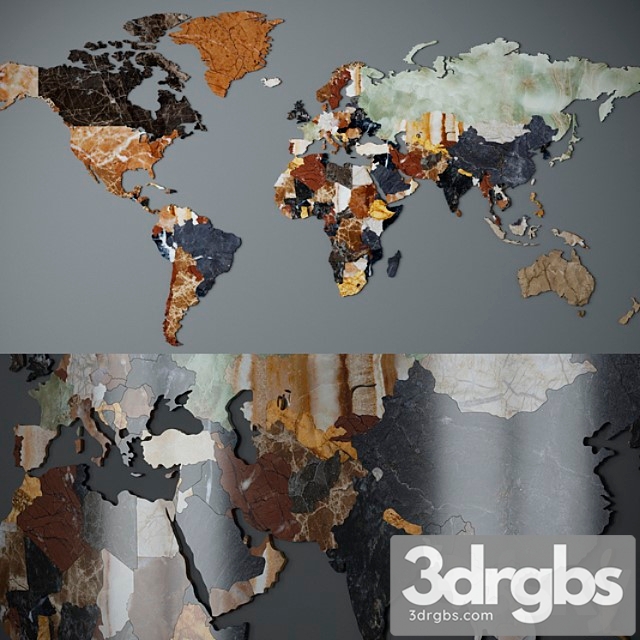 World Map CNC Cutting Of Marble. 3dsmax Download - thumbnail 1