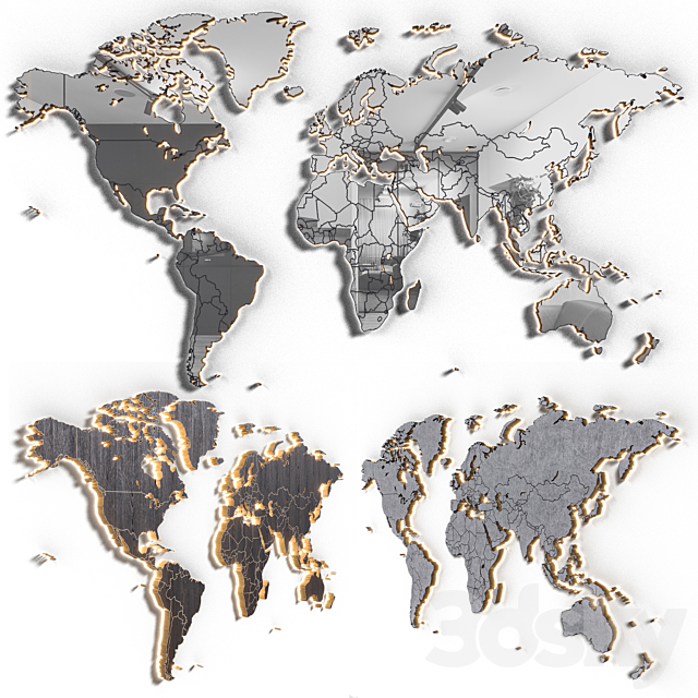 World map in 5 materials | 16k | PBR 3ds Max - thumbnail 1