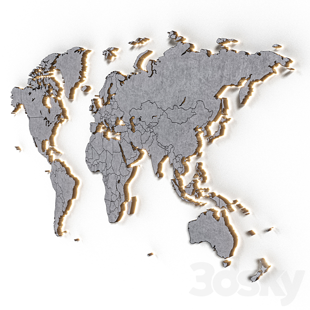 World map in 5 materials | 16k | PBR 3ds Max - thumbnail 2