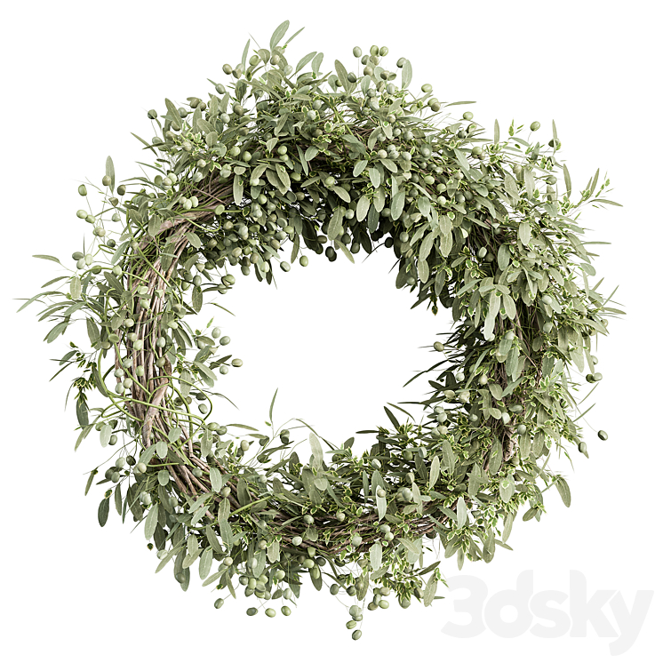 Wreath Set 16 – Olive 3DS Max Model - thumbnail 1