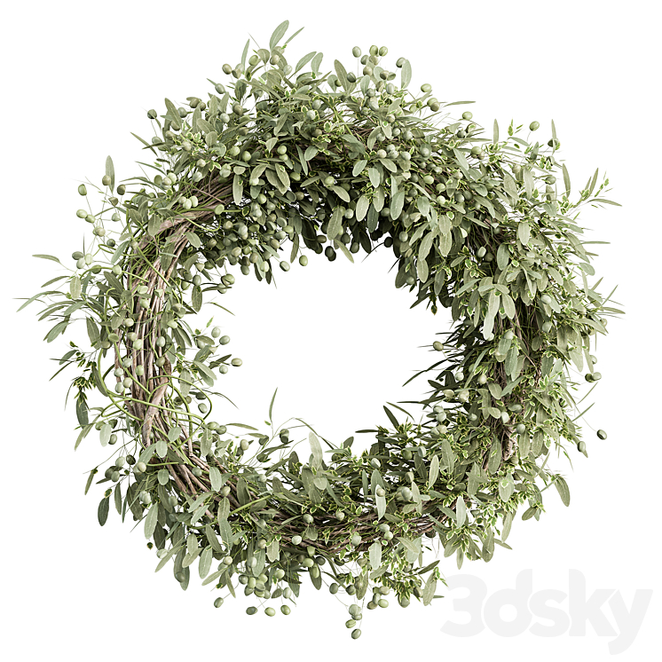 Wreath Set 16 – Olive 3DS Max - thumbnail 1