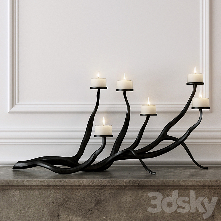 Wrought Iron Candle Holder 3DS Max - thumbnail 1