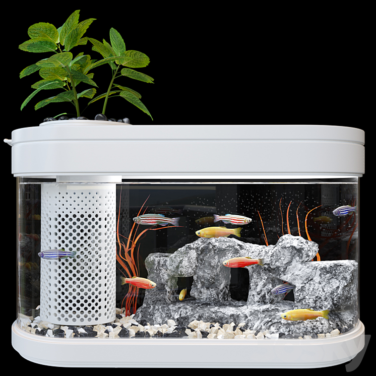 xiaomi geometry fish tank aquaponics ecosystem 3DS Max Model - thumbnail 1