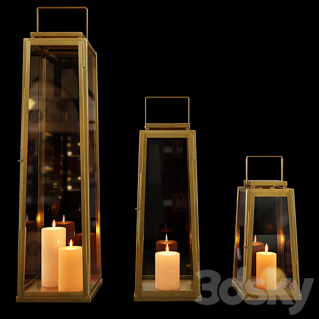 Zara Home – The golden decorative lantern for a candle 3DSMax File - thumbnail 1